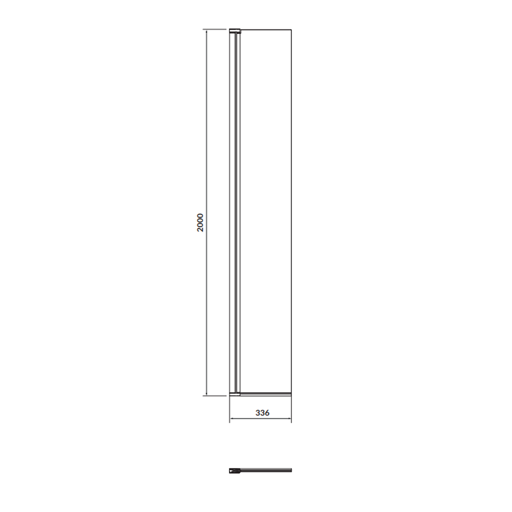 Paravan dus mobil 30x200 cm sticla securizata, profil negru pentru cabina dus walk-in Cersanit Mille [2]