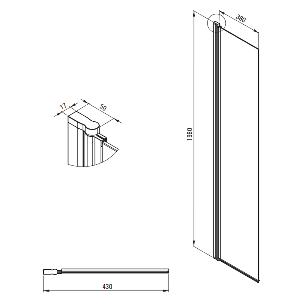 Paravan dus mobil sticla walk-in 40x200 cm negru mat Deante Kerria Plus [4]