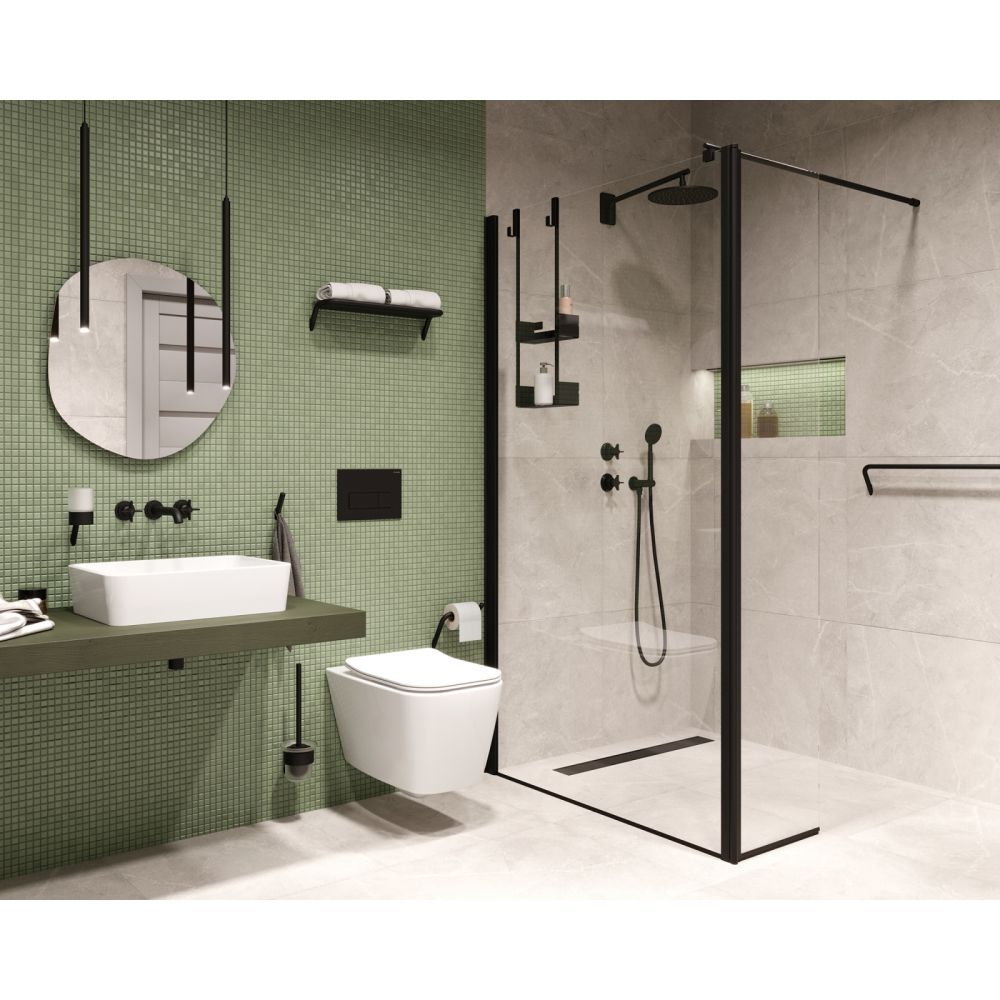 Paravan dus negru walk-in sticla securizata 110x200 cm, Deante Kerria Plus [2]