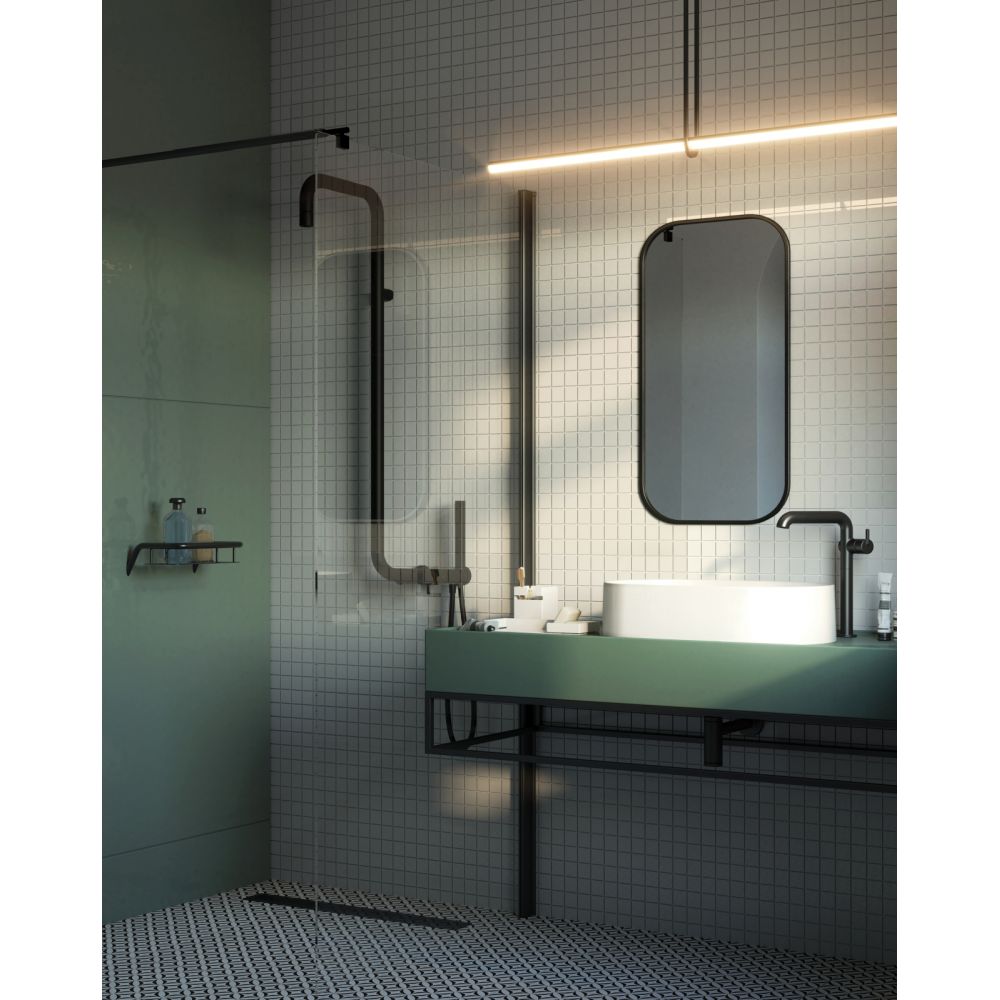 Paravan dus negru walk-in sticla securizata 110x200 cm, Deante Kerria Plus [3]