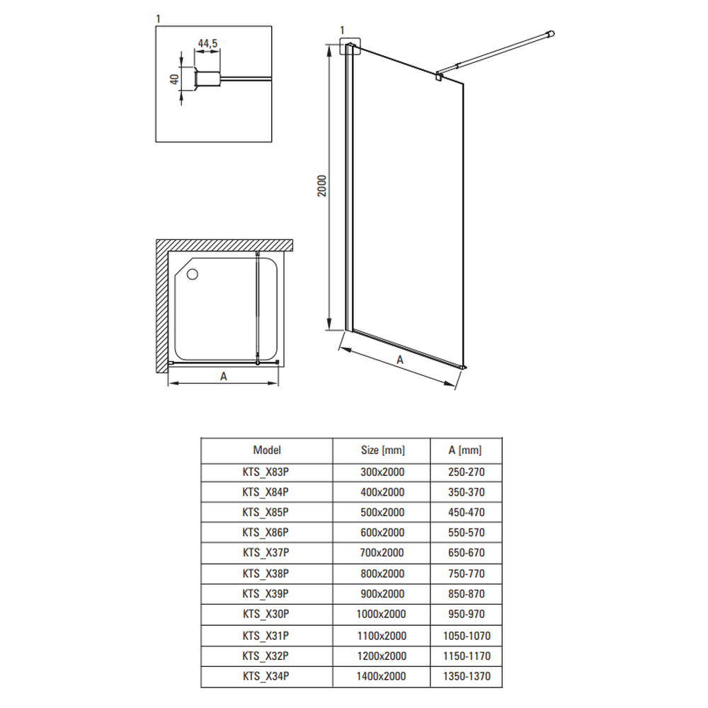 Paravan dus negru walk-in sticla securizata 70x200 cm, Deante Kerria Plus [4]