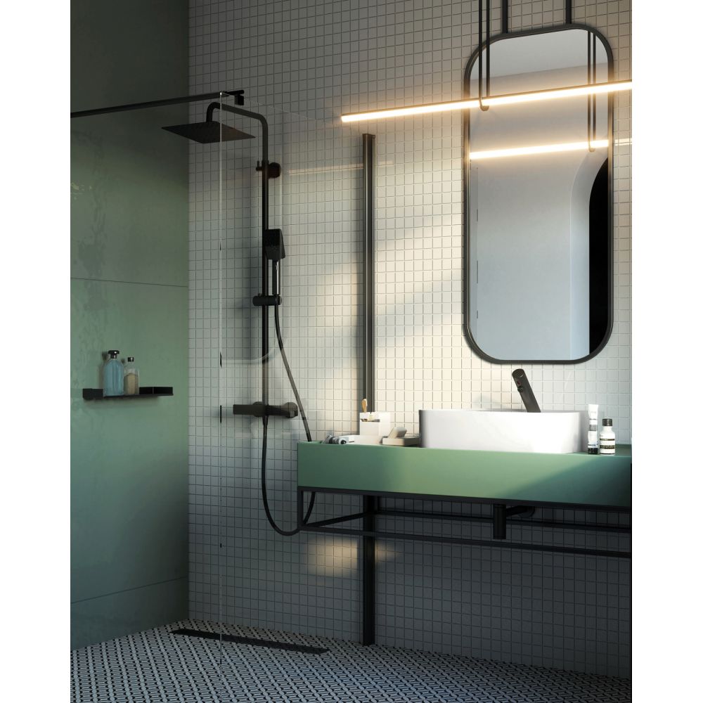 Paravan dus negru walk-in sticla securizata 90x200 cm, Deante Kerria Plus [4]