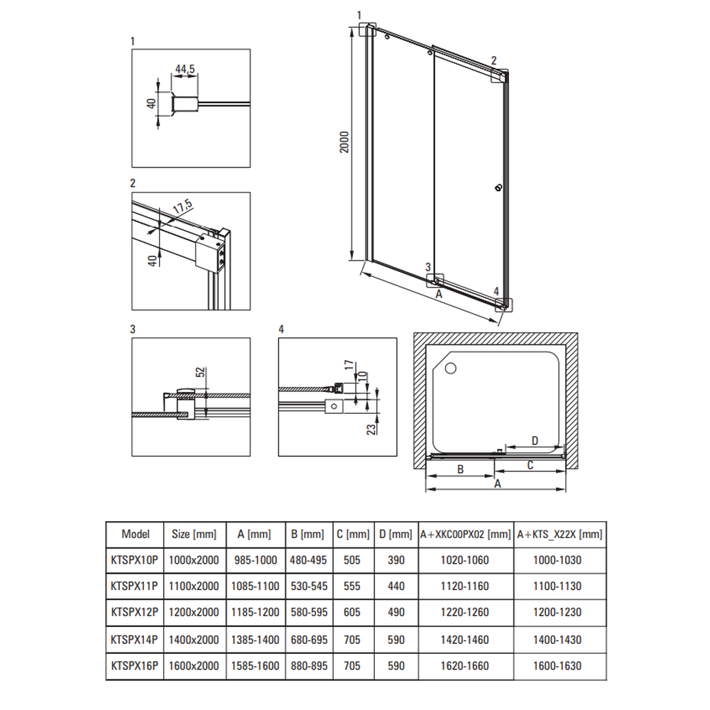 Usa sticla dus culisanta 160x200 cm profil crom Deante Kerria Plus [2]