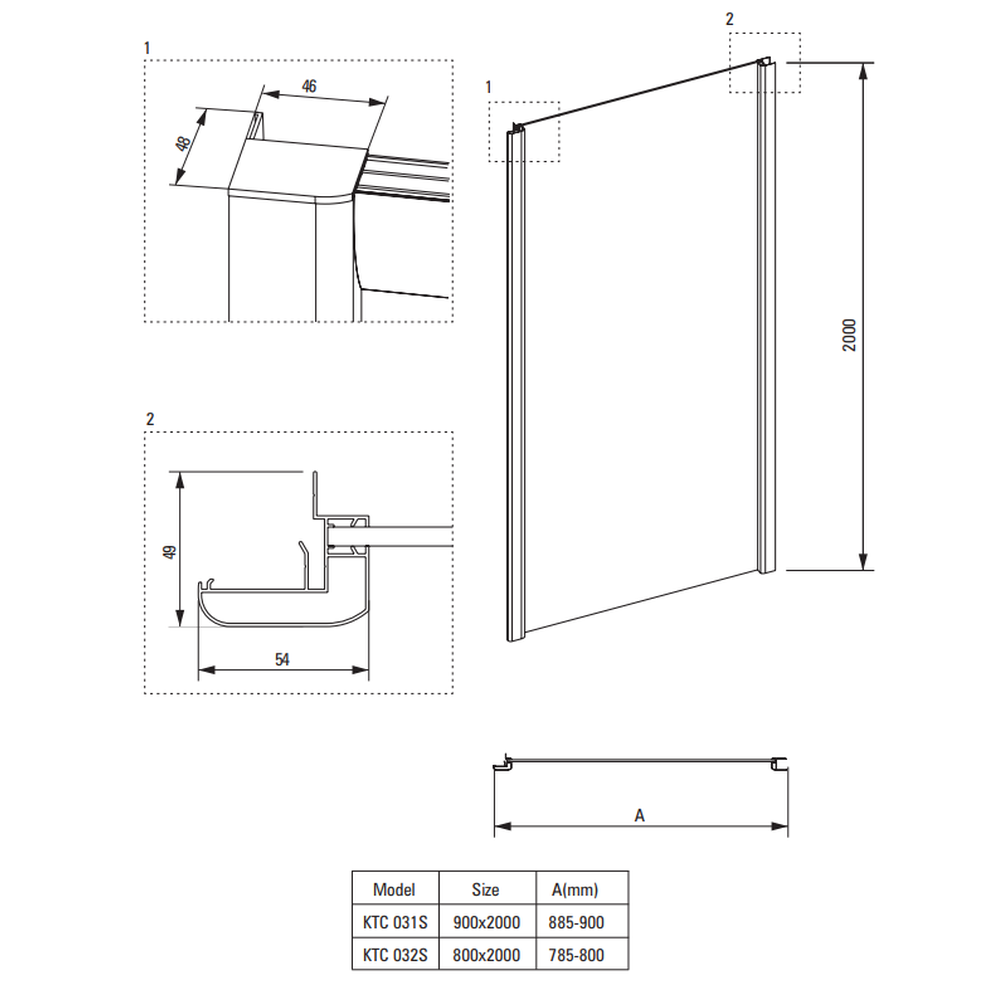 Paravan dus sticla calita walk-in 90x200 cm Deante Cynia [3]