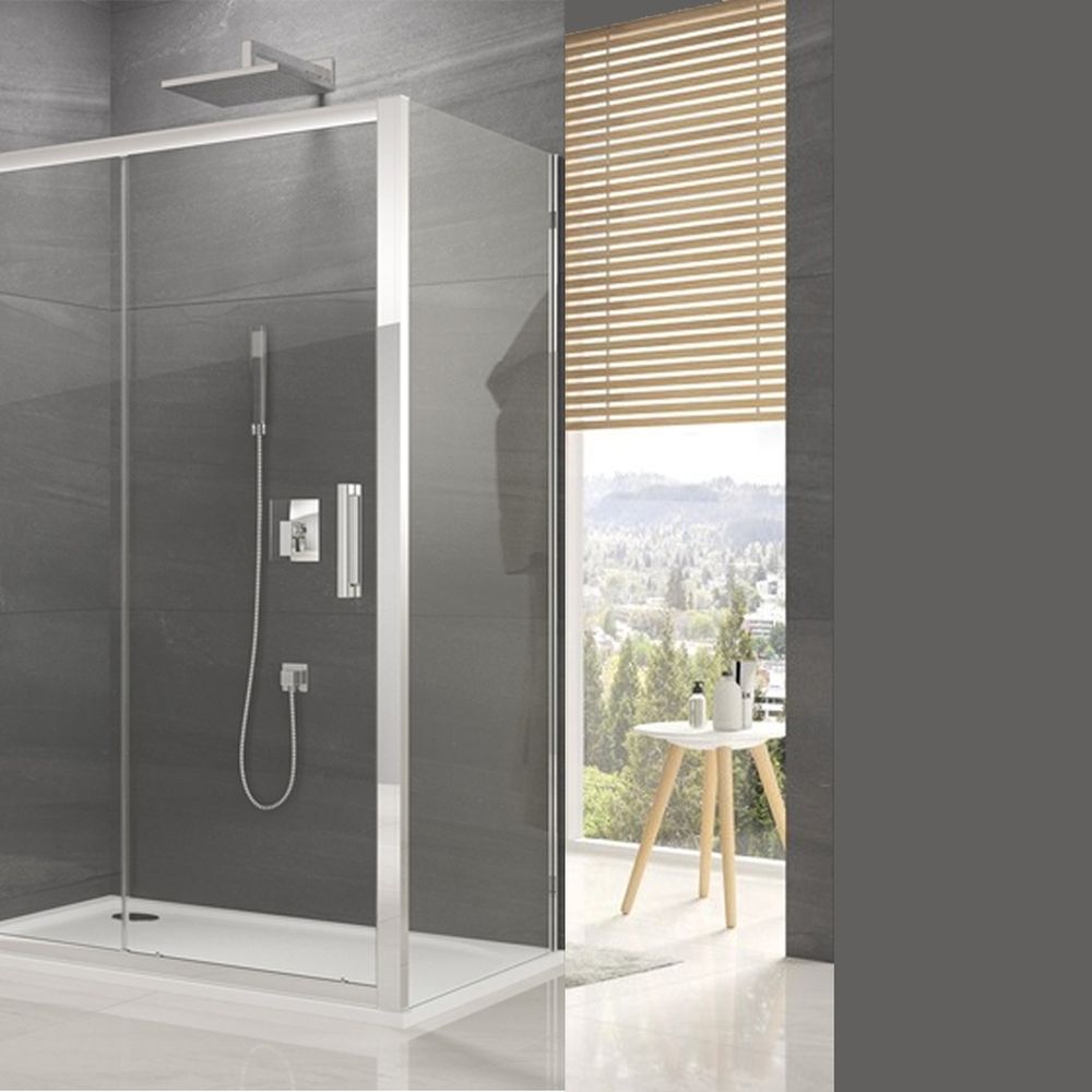 Perete fix dus sticla cu cadru metalic 100x190 cm Sanswiss, Ocelia [2]