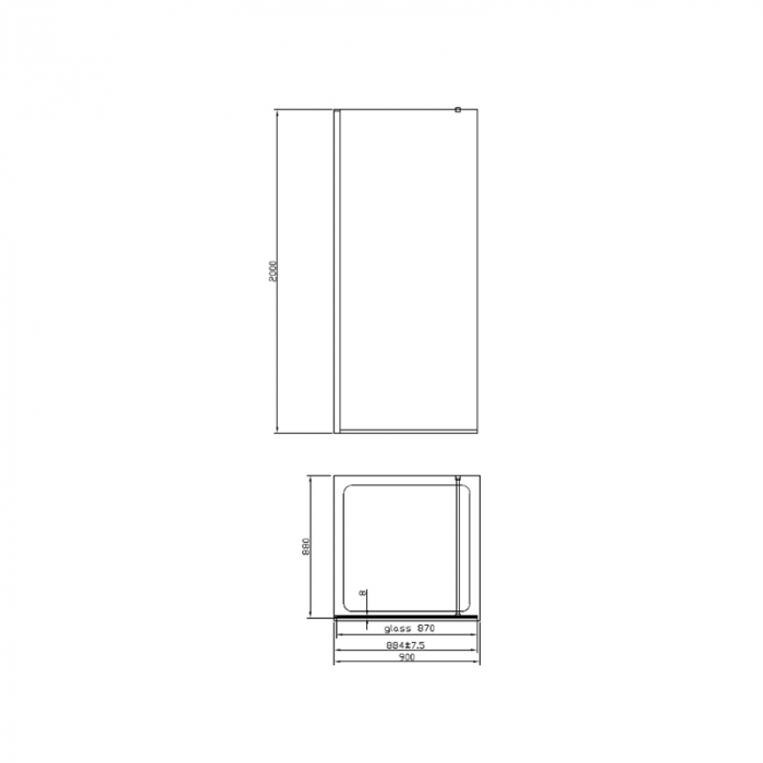 Paravan dus sticla securizata easy clean walk-in 90x200 cm, auriu periat, Mediterraneo Foxy [3]
