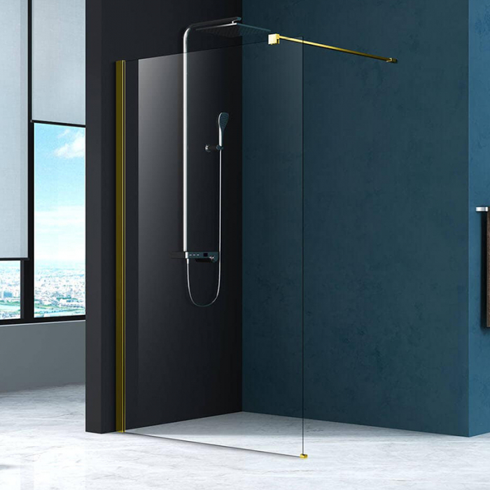 Paravan dus sticla securizata easy clean walk-in 80x200 cm, auriu periat, Mediterraneo Foxy [2]