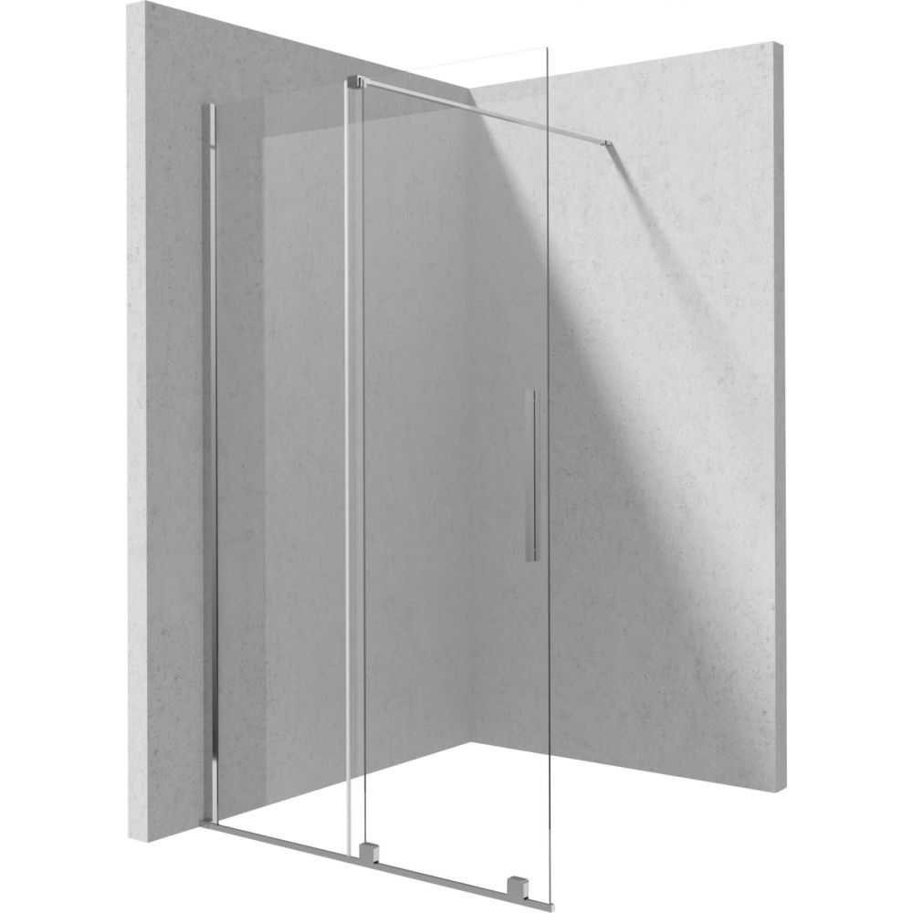 Paravan dus sticla securizata walk-in cu usa glisanta, 140x195 cm, crom lucios, Deante Prizma
