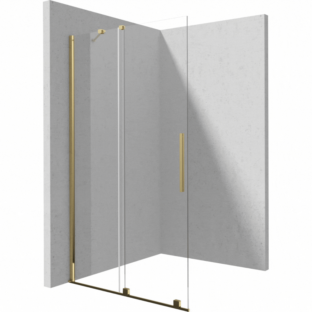 Paravan dus sticla securizata walk-in cu usa glisanta, 100x195 cm, auriu lucios, Deante Prizma [2]