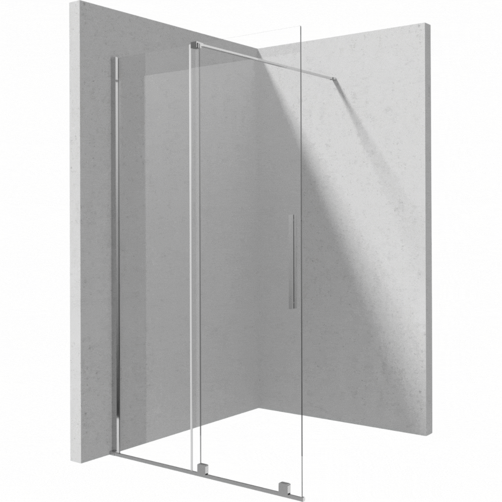 Paravan dus sticla securizata walk-in cu usa glisanta, 100x195 cm, crom lucios, Deante Prizma [2]