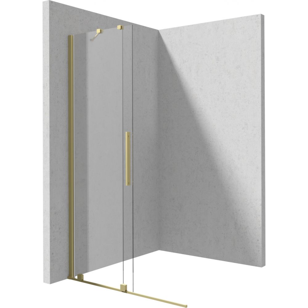 Paravan dus sticla securizata walk-in cu usa glisanta, 140x195 cm, auriu periat, Deante Prizma [2]