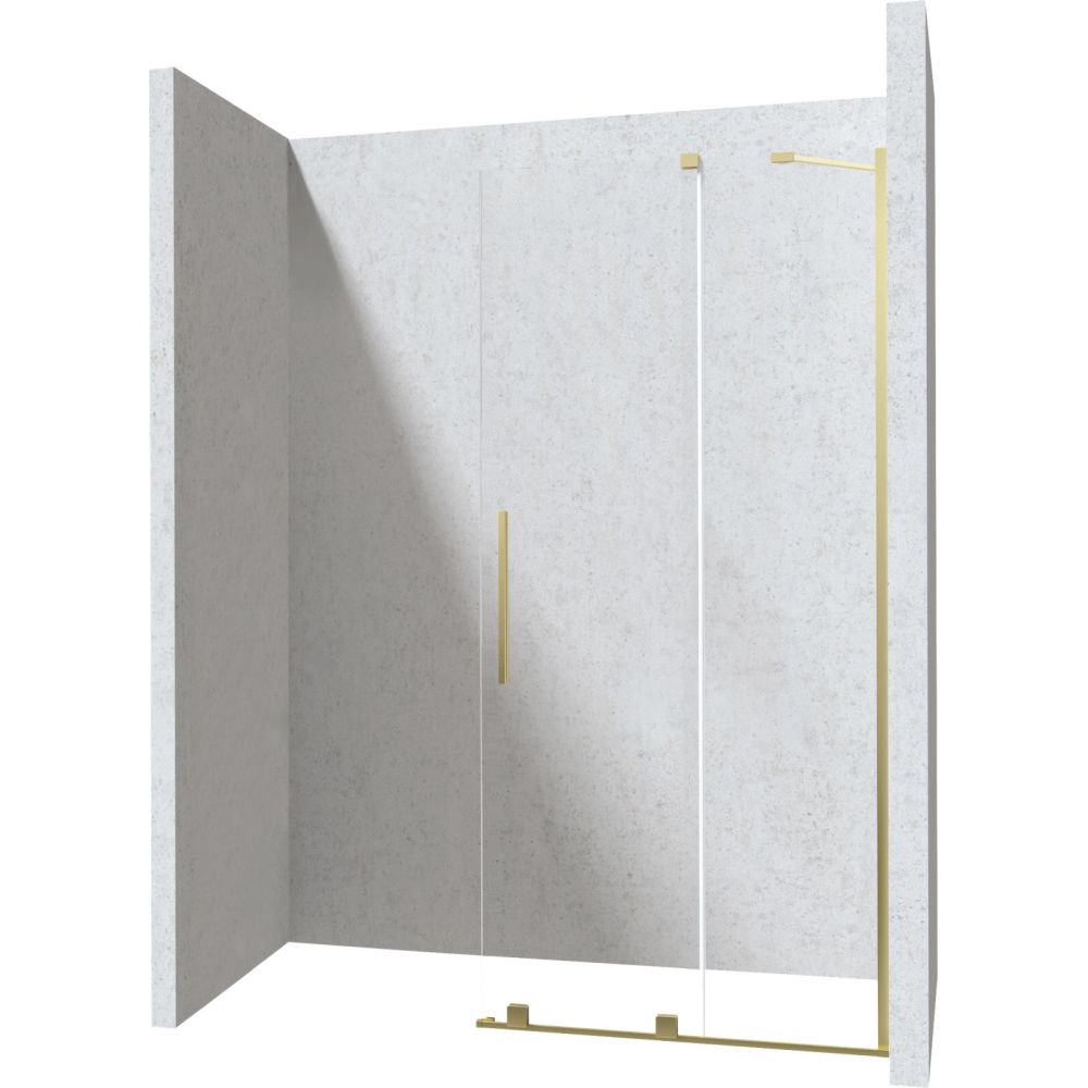 Paravan dus sticla securizata walk-in cu usa glisanta, 140x195 cm, auriu periat, Deante Prizma [3]