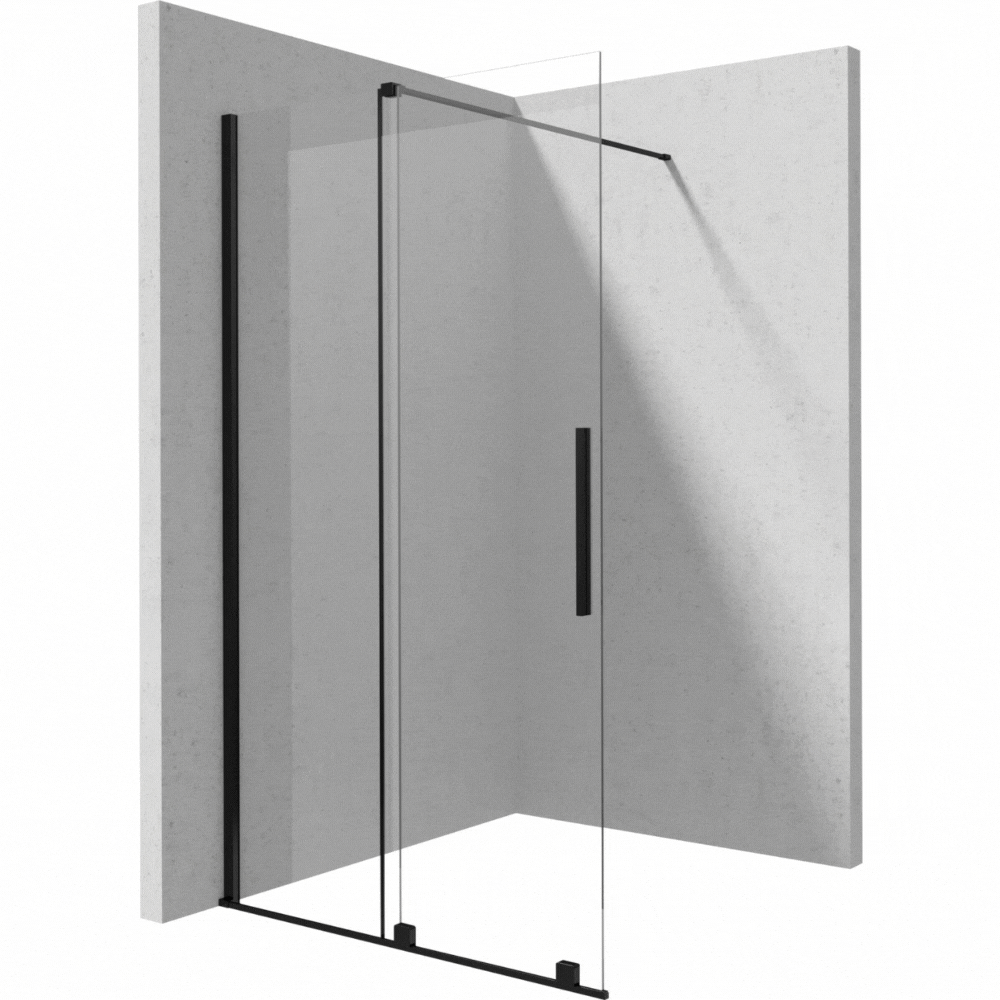 Paravan dus sticla securizata walk-in cu usa glisanta, 120x195 cm, negru mat, Deante Prizma [3]