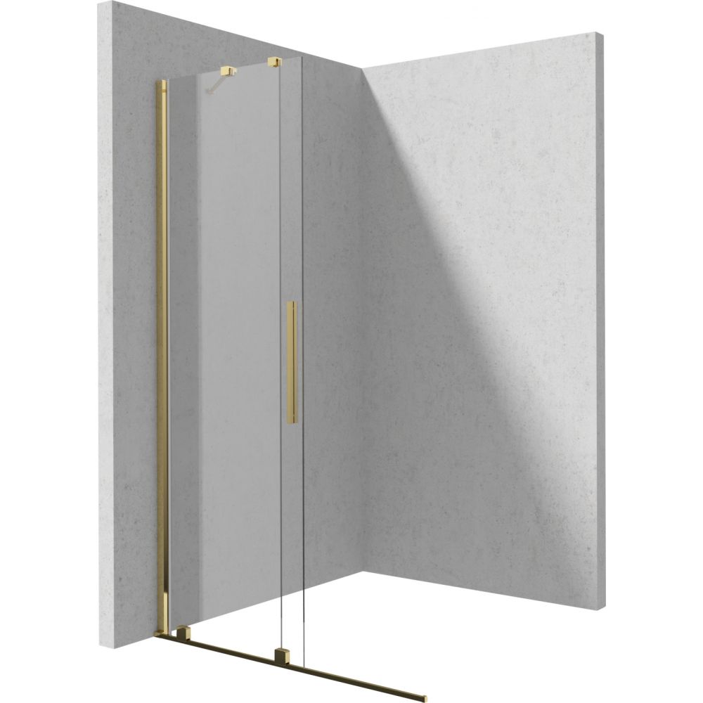 Paravan dus sticla securizata walk-in cu usa glisanta, 90x195 cm, auriu lucios, Deante Prizma [3]