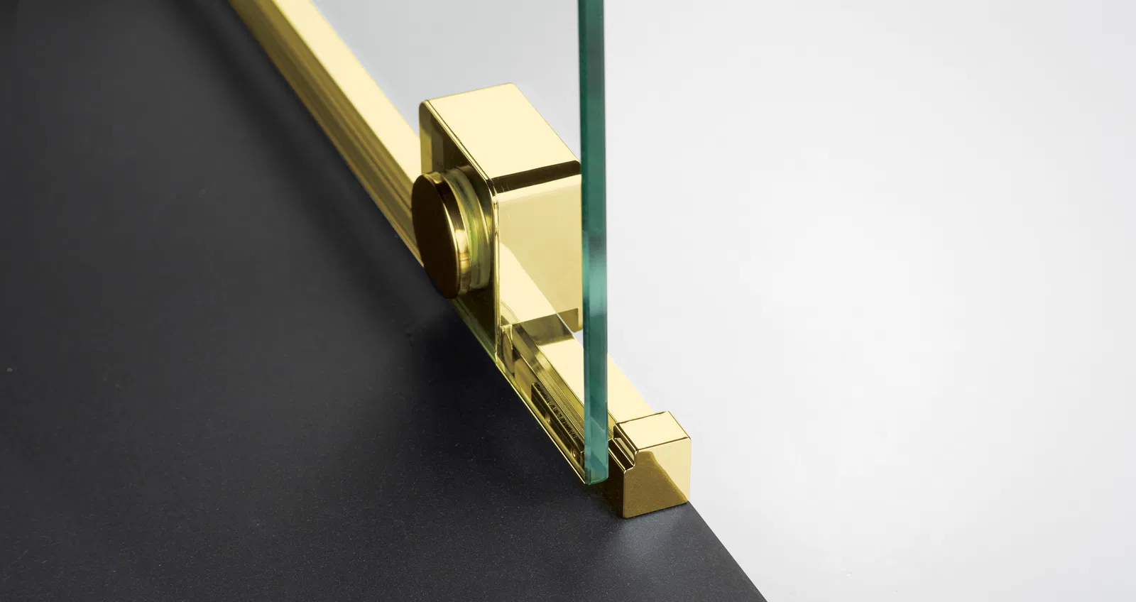 Paravan dus sticla securizata walk-in cu usa glisanta, 90x195 cm, auriu lucios, Deante Prizma [6]