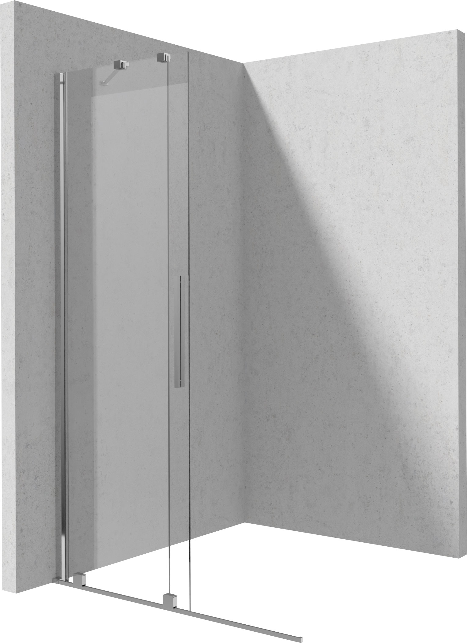 Paravan dus sticla securizata walk-in cu usa glisanta, 90x195 cm, crom lucios, Deante Prizma [2]