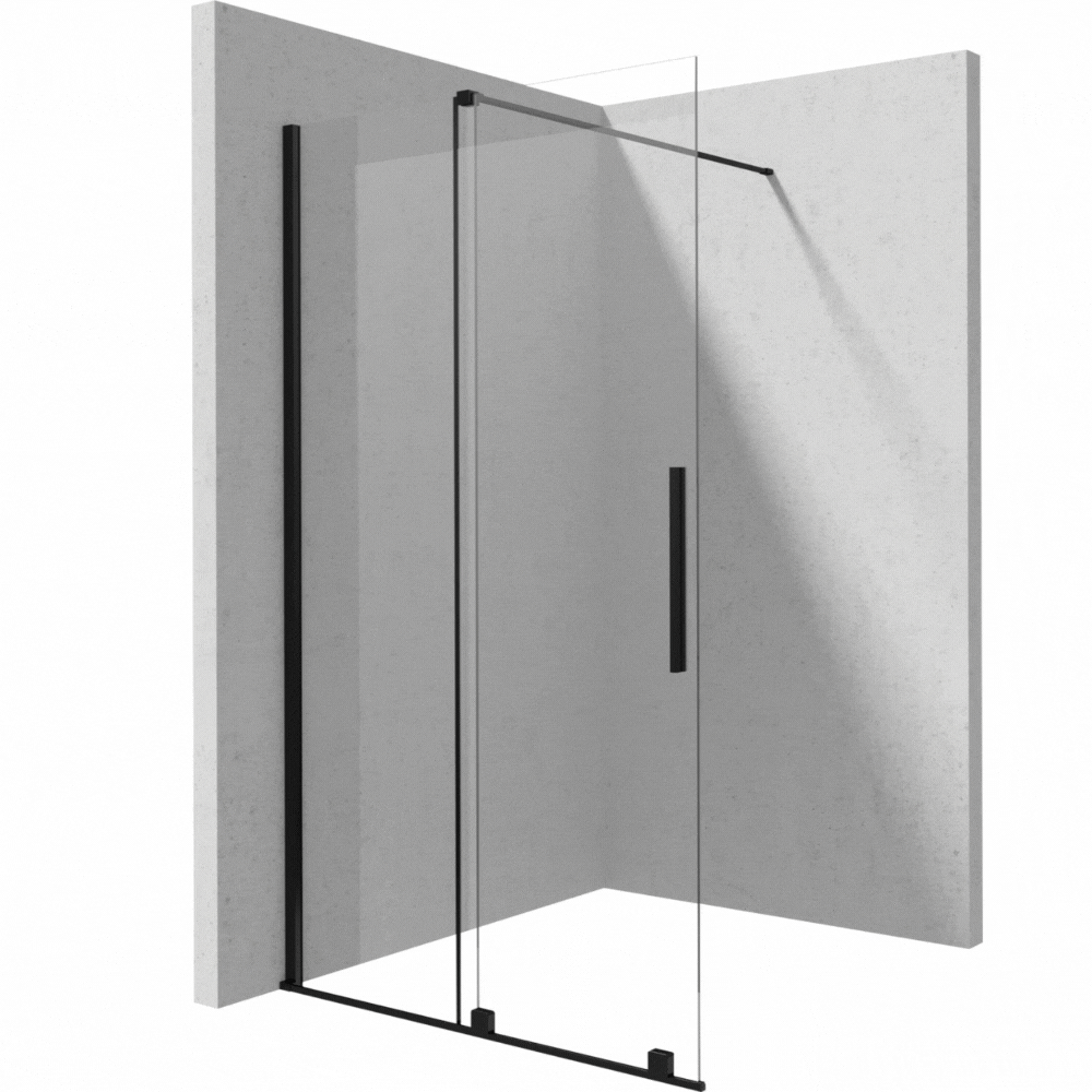 Paravan dus sticla securizata walk-in cu usa glisanta, 90x195 cm, negru mat, Deante Prizma [3]