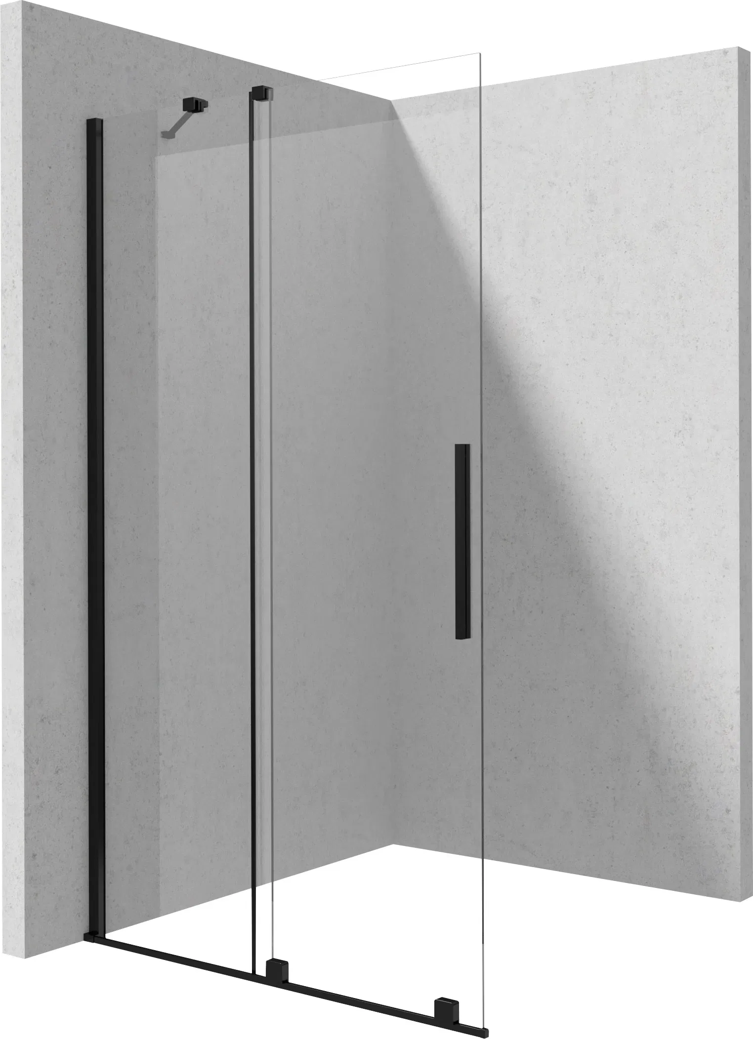 Paravan dus sticla securizata walk-in cu usa glisanta, 90x195 cm, negru mat, Deante Prizma [2]