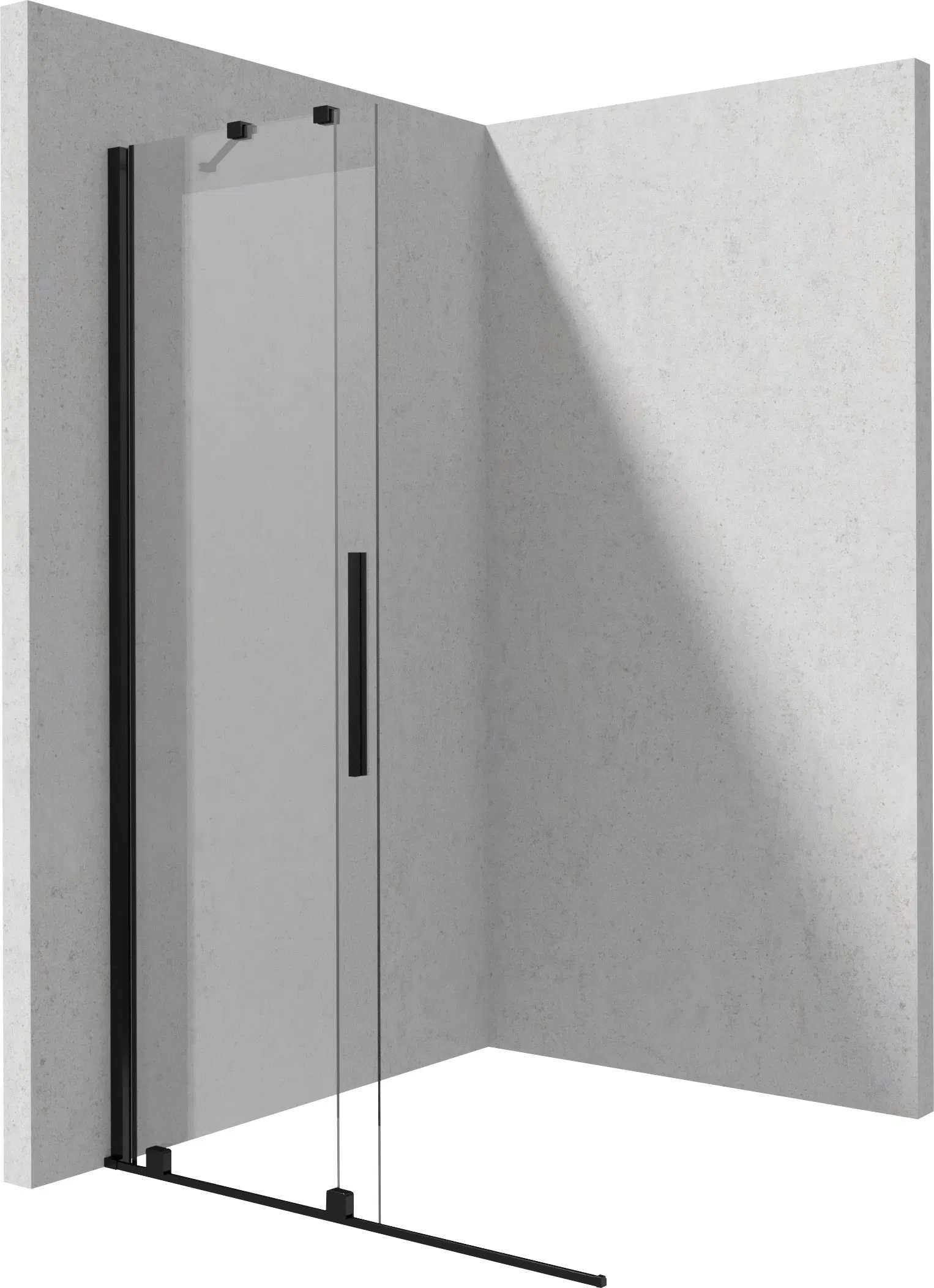 Paravan dus sticla securizata walk-in cu usa glisanta, 90x195 cm, negru mat, Deante Prizma [5]