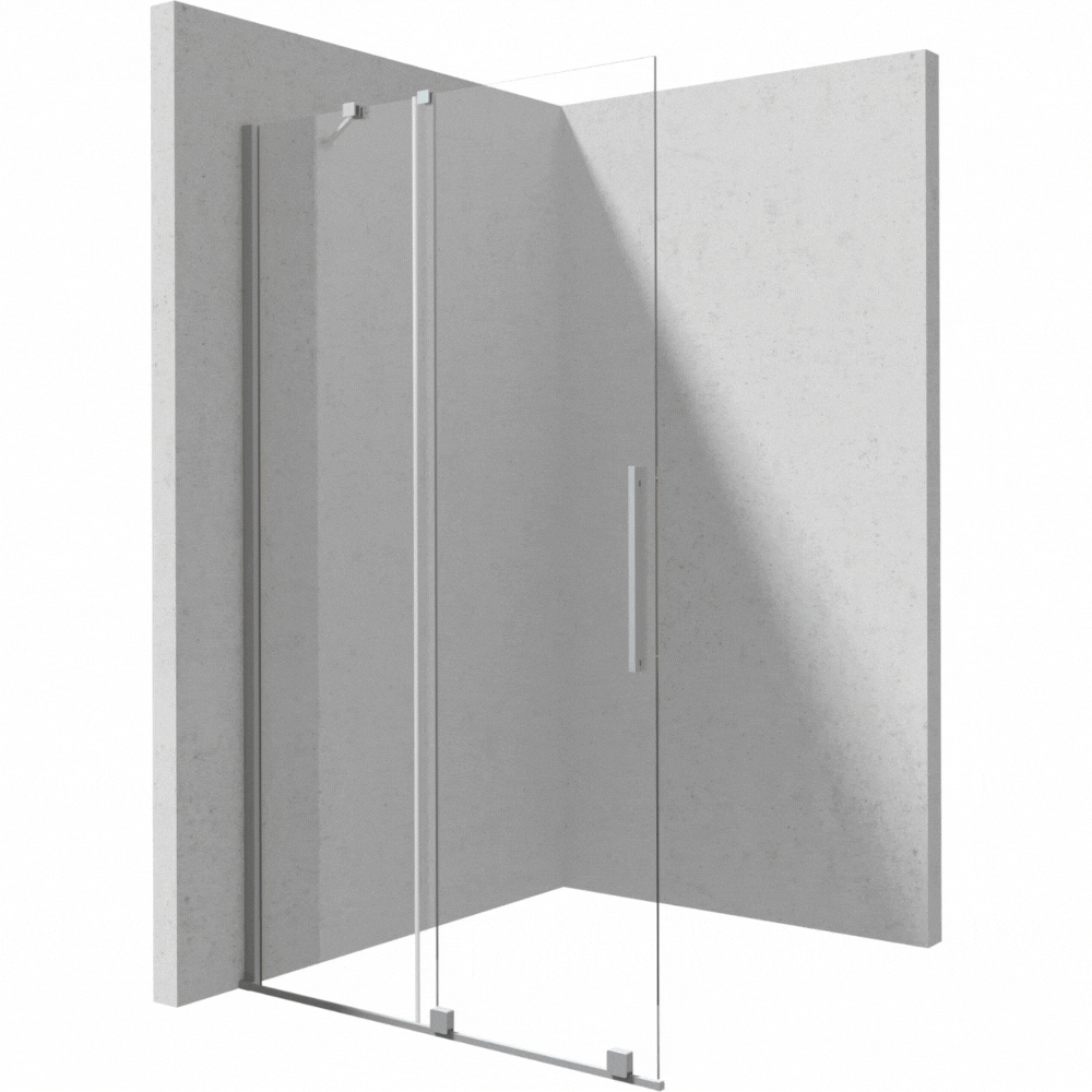 Paravan dus sticla securizata walk-in cu usa glisanta, 90x195 cm, oțel șlefuit, Deante Prizma [2]
