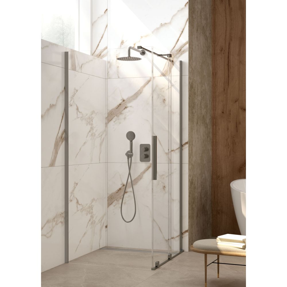 Paravan dus sticla securizata walk-in cu usa glisanta, 90x195 cm, titan, Deante Prizma [4]