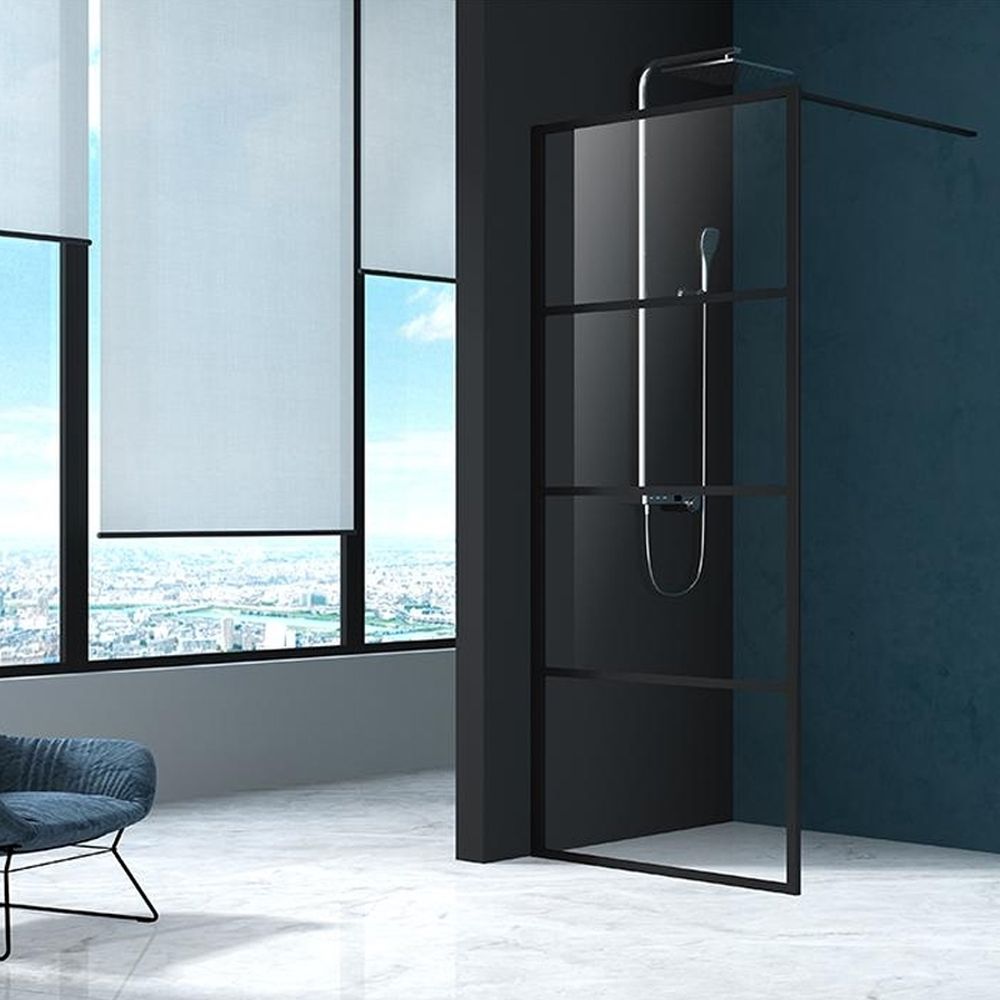 Paravan dus sticla securizata walk-in 100x200 cm negru Mediterraneo Black 4 [2]