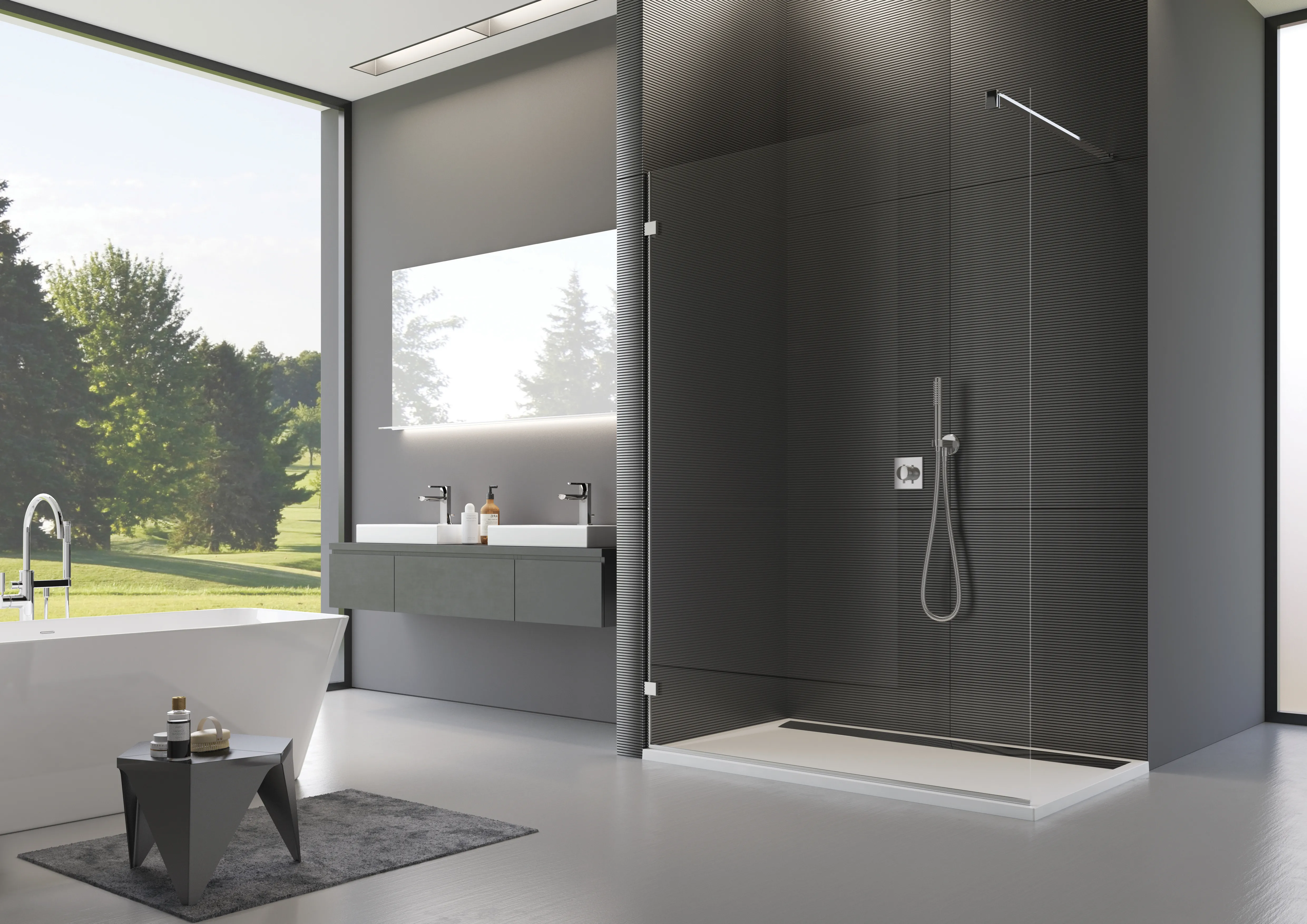 Paravan dus sticla walk-in 120x200 cm cu cadru metalic crom RONAL PUR [2]