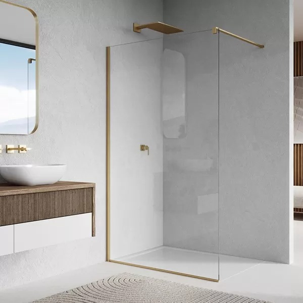 Paravan dus sticla walk-in 120x200 cm auriu periat Sanswiss Easy STR4P [1]