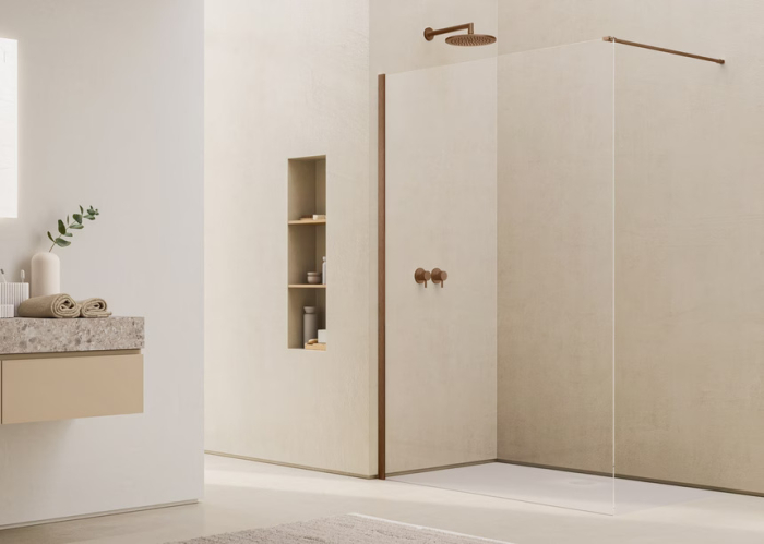 Paravan dus sticla walk-in 80x200 cm cupru periat, sticla 8 mm, Ronal Easy D40 [2]