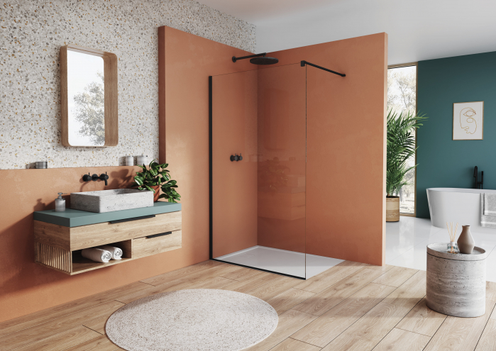 Paravan dus sticla walk-in 140x200 cm cu cadru metalic negru Sanswiss Easy [8]