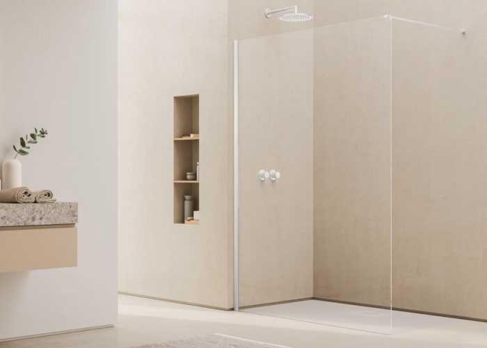 Paravan dus sticla walk-in 90x200 cm, alb, sticla 8 mm, Ronal Easy [2]