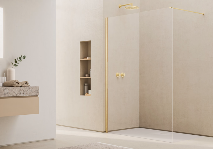 Paravan dus sticla walk-in 80x200 cm, auriu periat, sticla 8 mm, Ronal Easy D40 [2]