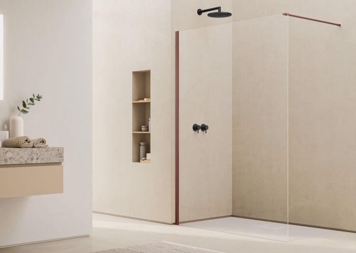 Paravan dus sticla walk-in 80x200 cm, bordeaux metal, sticla 8 mm, Ronal Easy D40 [2]