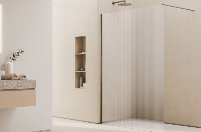 Paravan dus cu sticla riflata walk-in 80x200 cm, bronz periat, sticla 8 mm, Ronal Lina [2]