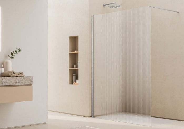 Paravan dus cu sticla riflata walk-in 120x200 cm, crom periat, sticla 8 mm, Ronal Lina [2]
