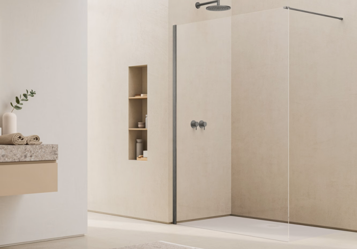 Paravan dus sticla walk-in 110x200 cm, gun metal periat, sticla 8 mm, Ronal Easy [2]