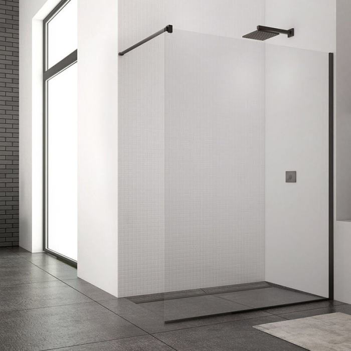 Paravan dus sticla walk-in 90x200 cm cu cadru metalic negru Sanswiss Easy [3]