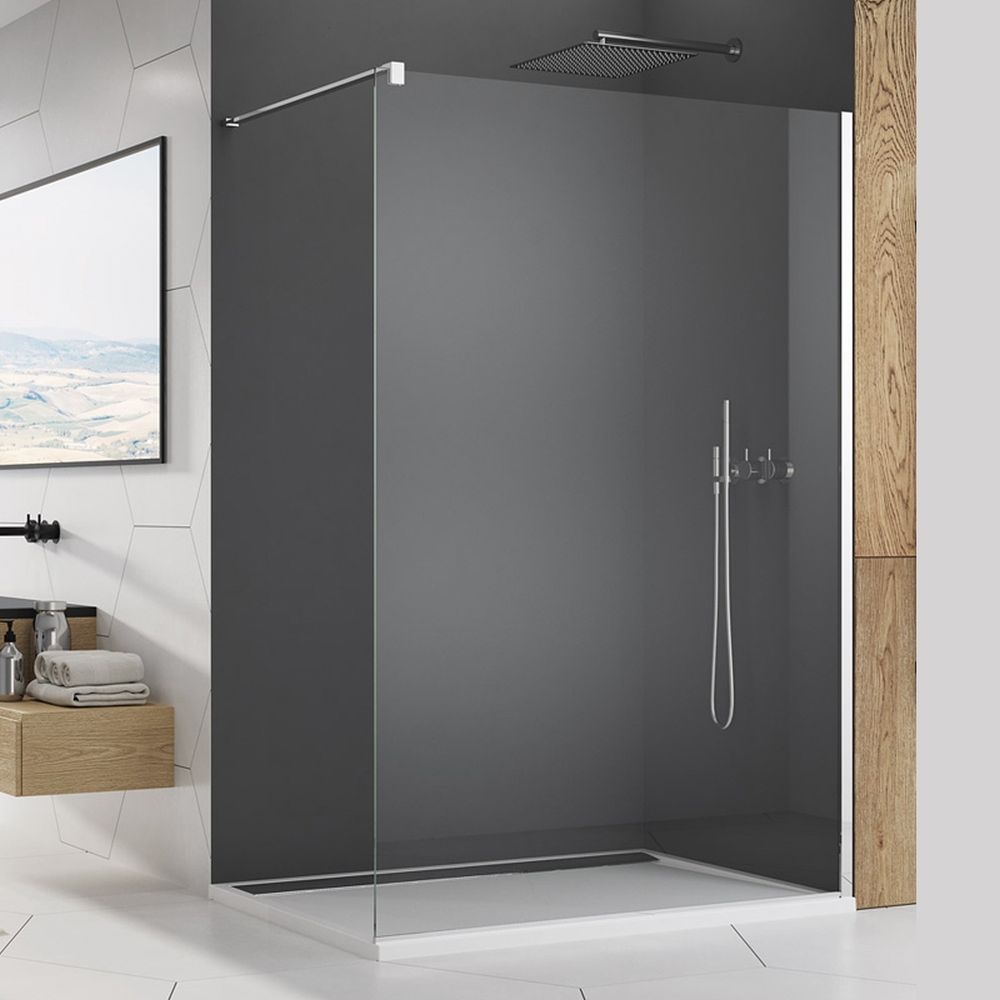 Paravan dus sticla walk-in 80x200 cm cu cadru metalic crom Sanswiss Easy [2]