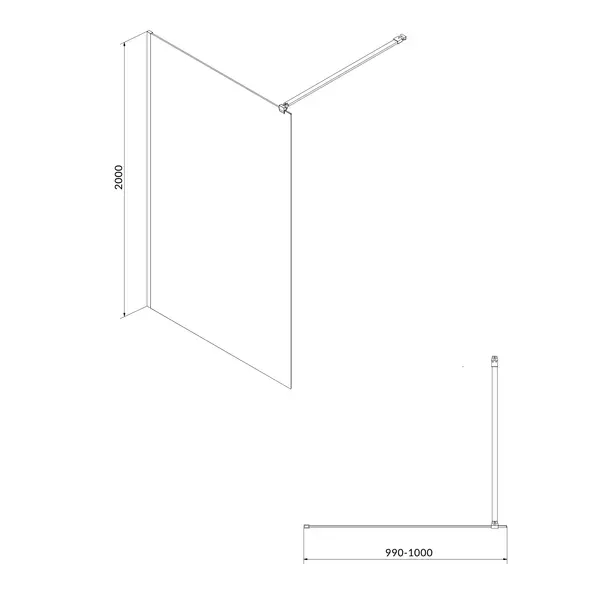 Paravan dus walk-in 100x200 cm Cersanit Mille, sticla securizata, profil negru [5]
