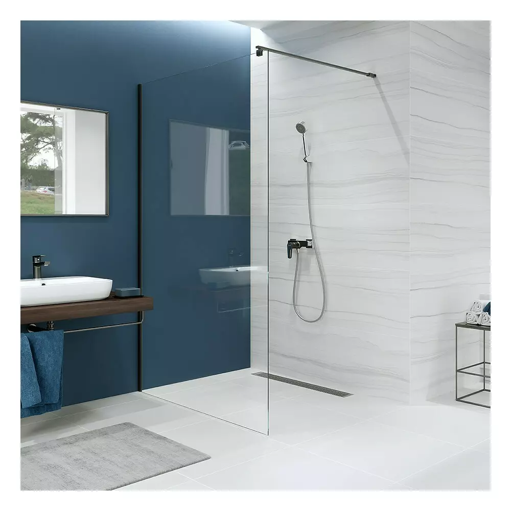 Paravan dus walk-in 100x200 cm Cersanit Mille, sticla securizata, profil negru [4]