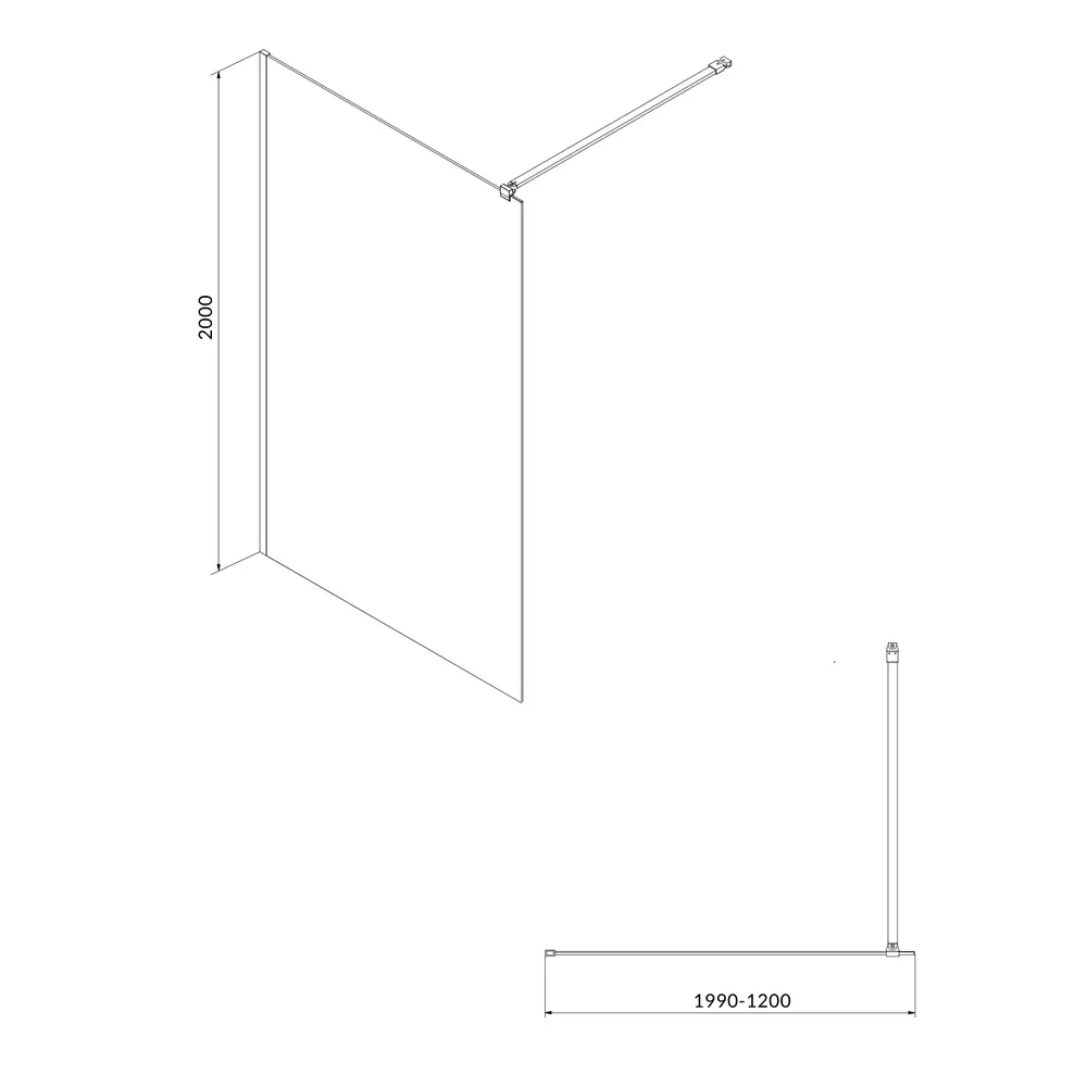 Paravan dus walk-in 120x200 cm Cersanit Mille, sticla securizata, profil crom [2]