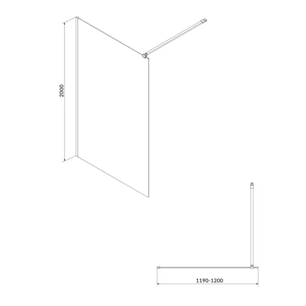 Paravan dus walk-in 120x200 cm Cersanit Mille, sticla securizata, profil negru [5]