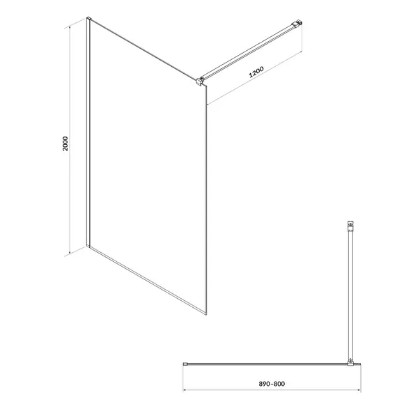 Paravan dus walk-in 90x200 cm Cersanit Mille, sticla securizata, profil negru [5]
