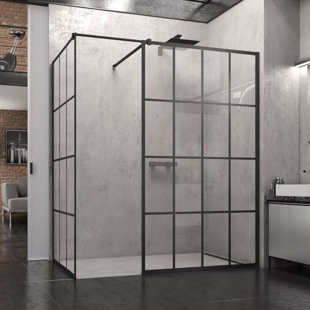 Paravan dus walk-in profil negru mat, sticla securizata, 140x200 cm, SanSwiss Easy STR4P [2]