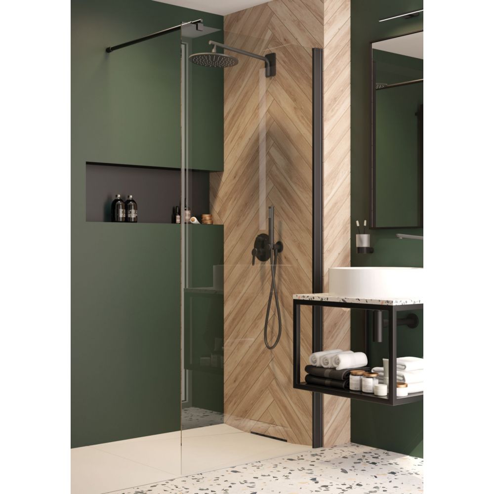 Paravan dus negru walk-in sticla securizata 90x200 cm, Deante Kerria Plus [2]