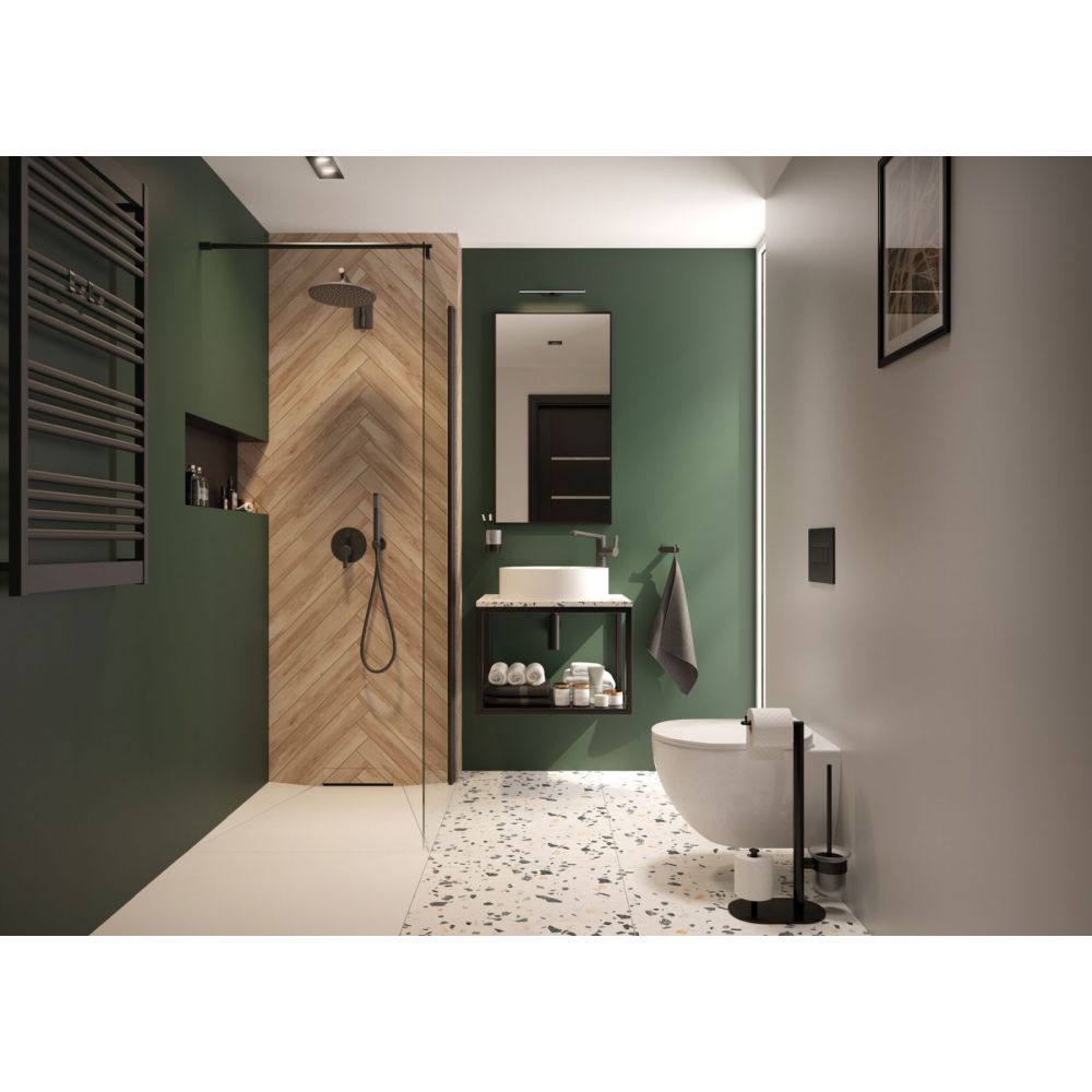 Paravan dus negru walk-in sticla securizata 90x200 cm, Deante Kerria Plus [3]