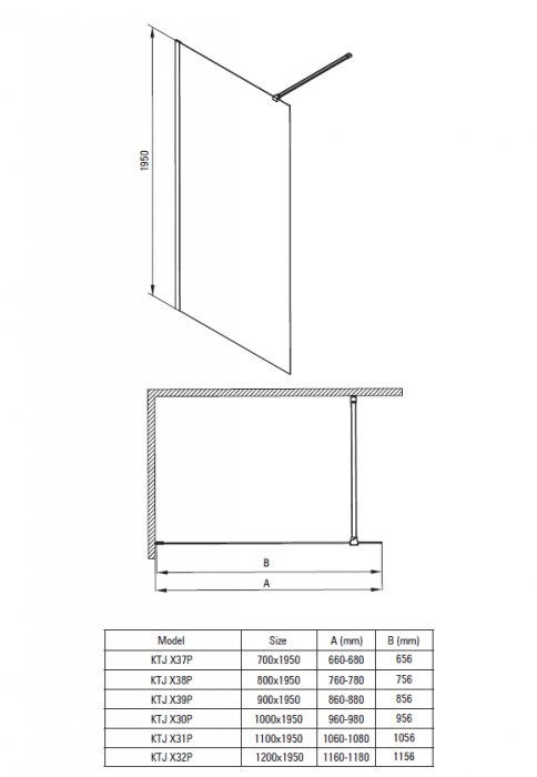 Paravan dus walk-in sticla securizata 110x195 cm oțel șlefuit Deante Prizma [2]