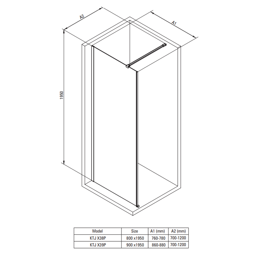Paravan dus walk-in sticla securizata 80x195 cm oțel șlefuit Deante Prizma [2]