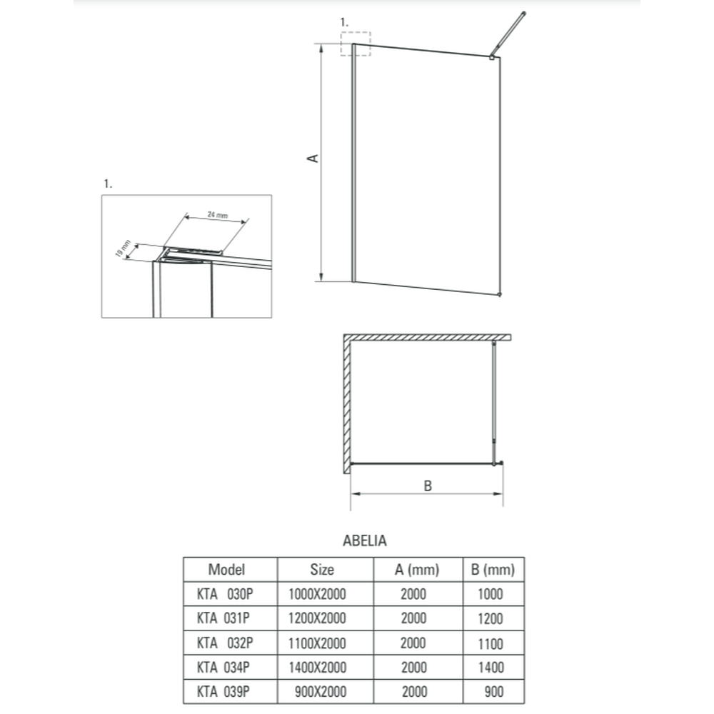 Set paravan dus walk-in 90x200 cm crom Deante Abelia, bara, para dus si furtun Hansgrohe si baterie dus Cersanit Suaro [4]