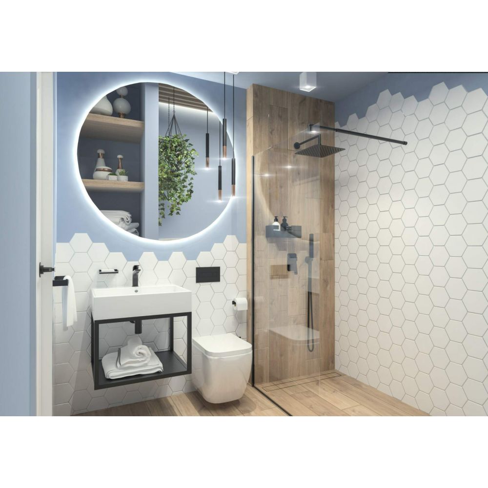Paravan dus walk-in 90x200 cm sticla securizata negru Deante Abelia [3]